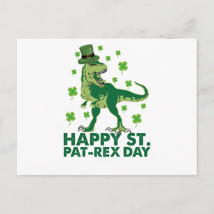 Happy St Pat T-Rex Saint Patrick's Day Dinosaur  Postcard