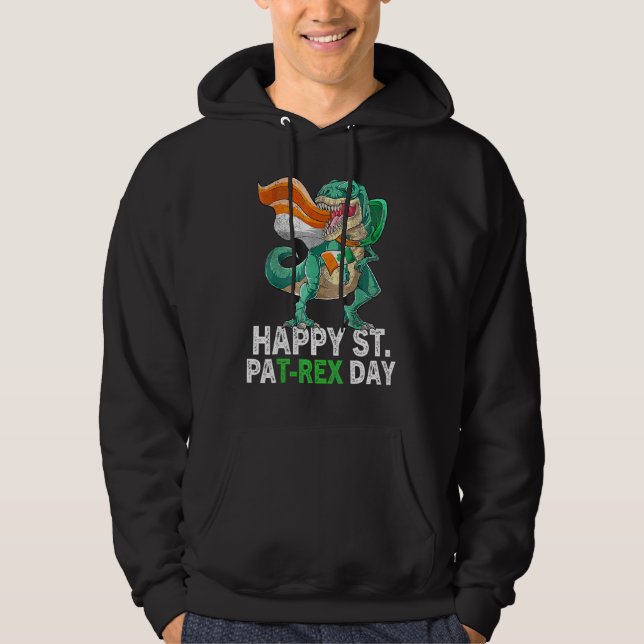 Happy St Pat Trex Day  Dino St Patricks Day Toddle Hoodie (Front)
