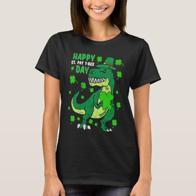 Happy St Pat Trex Day Dino St Patricks Day Toddler T-Shirt (Front)