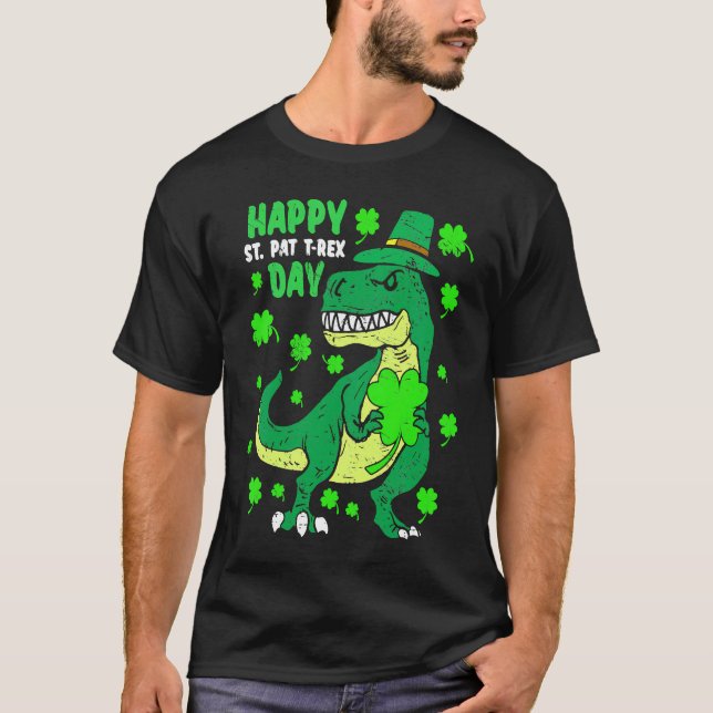 Happy St Pat Trex Day Dino St Patricks Day Toddler T-Shirt (Front)