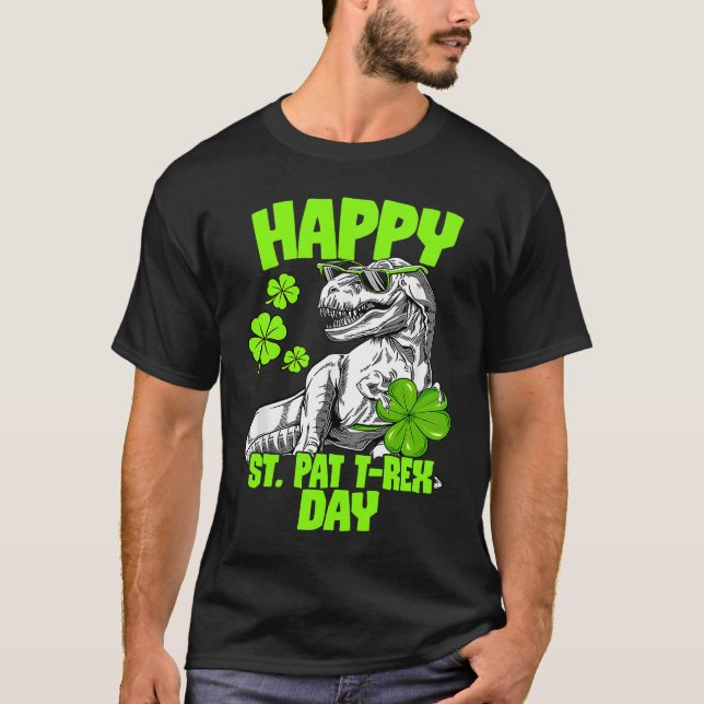 Happy St Pat Trex Day Dino St Patricks Day Toddler T-Shirt (Front)