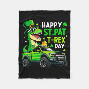 Happy st pat trex day dinosaur for kids boy st fleece blanket