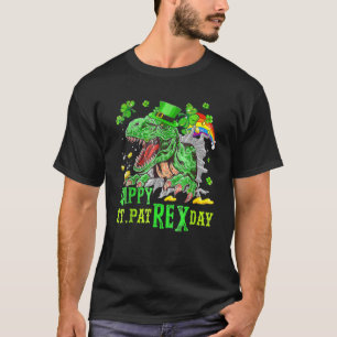 Happy St Pat Trex Day Saint Patrick Dinosaur Boys T-Shirt