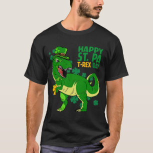 Happy St Pat Trex Day Saint Patrick Dinosaur Boys T-Shirt
