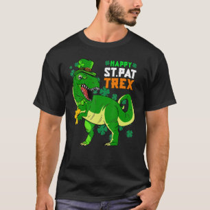Happy St Pat Trex Day Saint Patrick Dinosaur Boys  T-Shirt