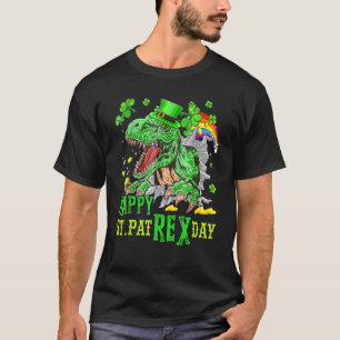 Happy St Pat Trex Day Saint Patrick Dinosaur Boys  T-Shirt