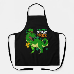 Happy St Pat Trex Day Saint Patricks Dinosaur Apron
