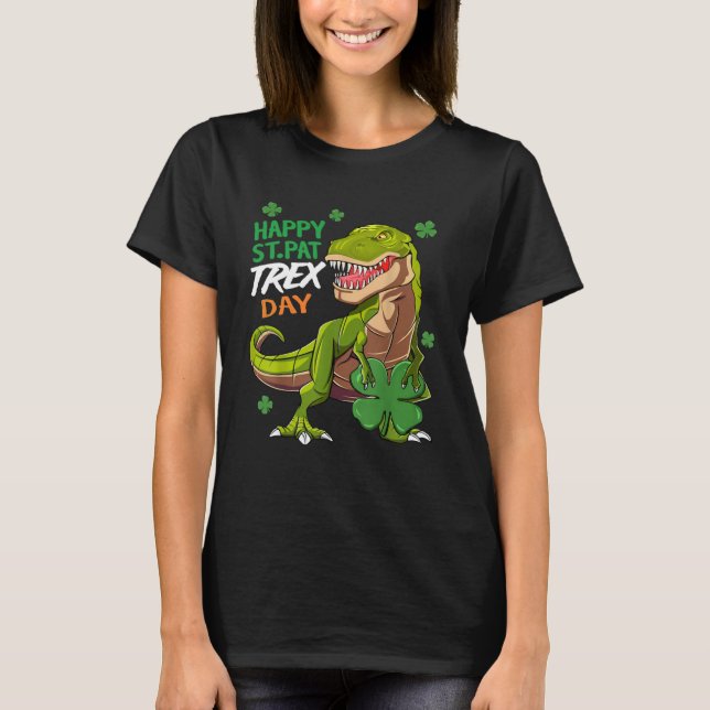 Happy St Pat TREX Day St Patrick's Day Boys Girls  T-Shirt (Front)