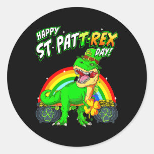 Happy St Pat Trex Day St Patricks Day Cute Dinosau Classic Round Sticker