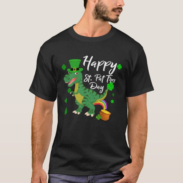 Happy St. Pat Trex Day T-Shirt Dinosaur St. Patric (Front)