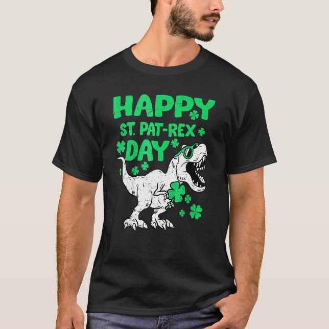 Happy St PaTRex Dinosaur Saint Patrick's Day Boys  T-Shirt (Front)