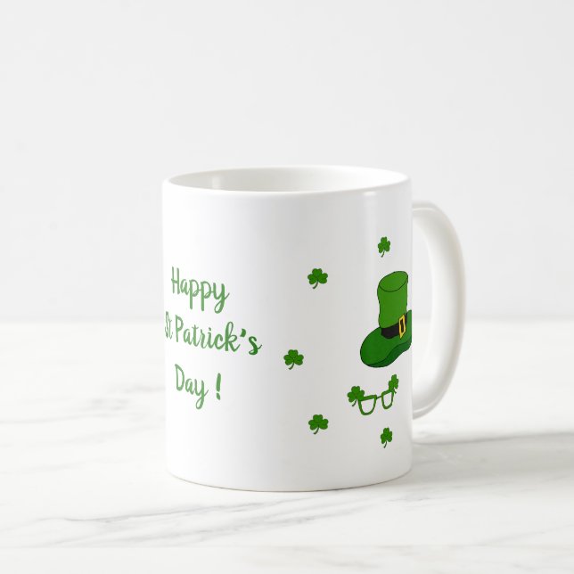 Happy St Patri Minimalist Cute  Coffee Mug (Front Right)