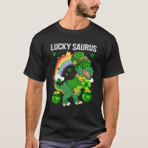 Happy St Patrick Day Funny Lucky Cute Saurus Rainb T-Shirt