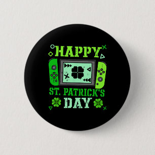 Happy St Patrick Day Lucky Gamer Paddys Gaming Boy 6 Cm Round Badge