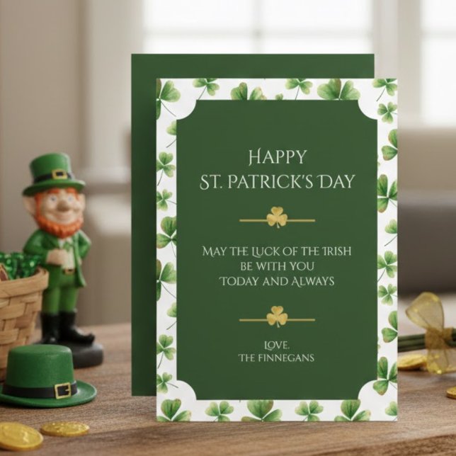 Happy St. Patrick’s Day Card | Elegant Shamrocks (Creator Uploaded)