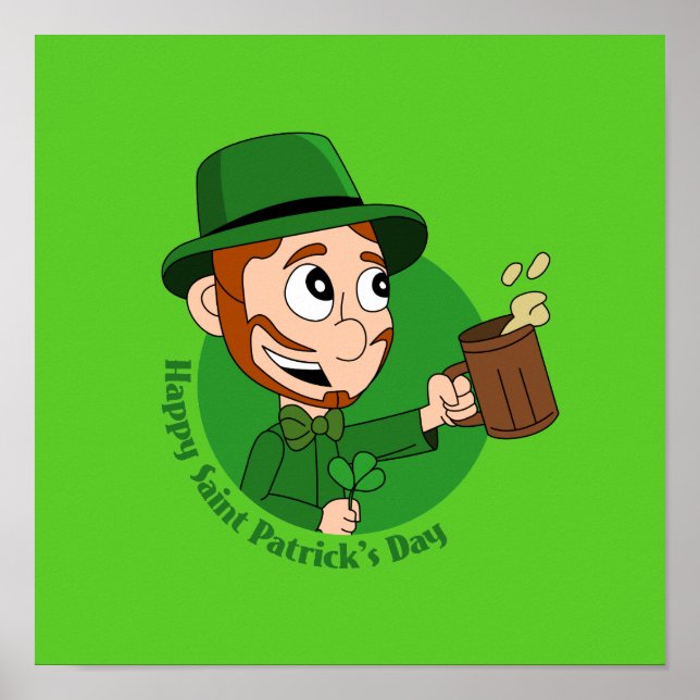 Happy St. Patrick’s Day cartoon Poster (Front)
