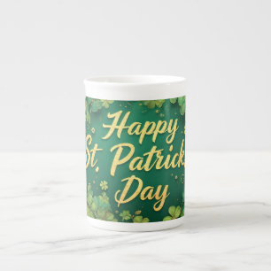 Happy St. Patrick’s Day Clover Design Bone China Mug