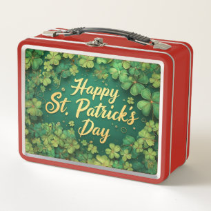 Happy St. Patrick’s Day Clover Design Metal Lunch Box