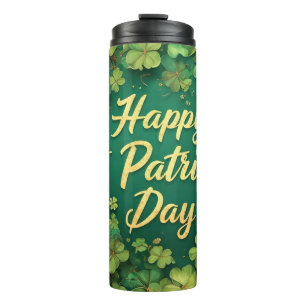Happy St. Patrick’s Day Clover Design Thermal Tumbler