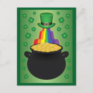 Happy St.Patrick’s Day Clover/Rainbow/Pot of Gold Holiday Postcard
