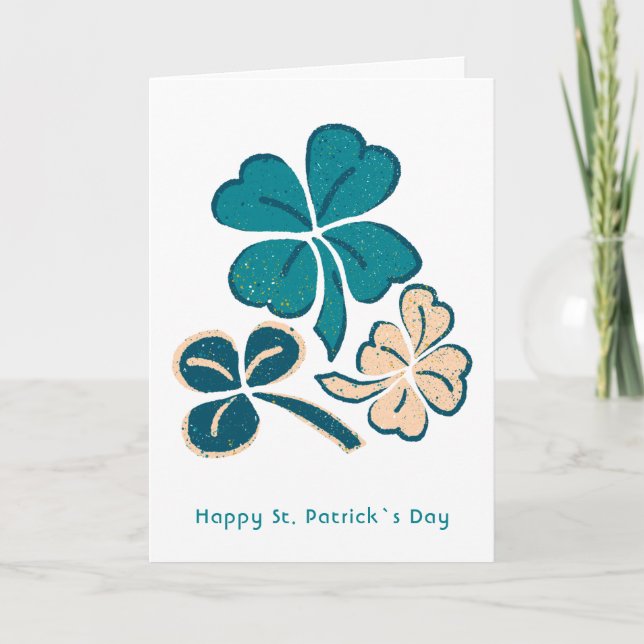 Happy St. Patrick`s day Clover Shamrock Drawing Ca Card (Front)