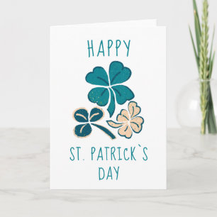 Happy St. Patrick`s day Clover Shamrock Drawing Card