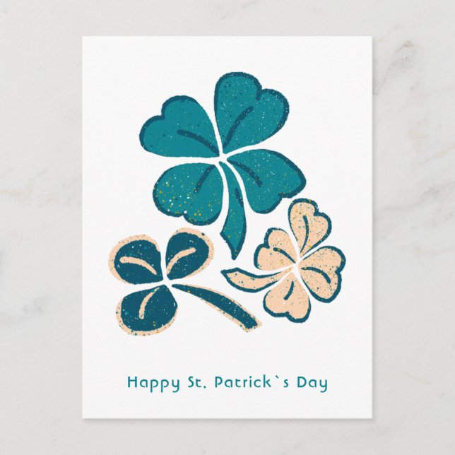 Happy St. Patrick`s day Clover Shamrock Drawing Postcard (Front)