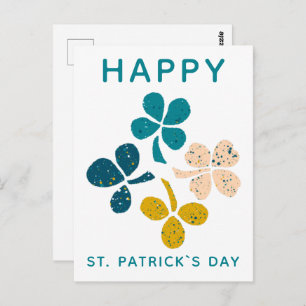 Happy St. Patrick`s day Clover Shamrock Drawing Postcard