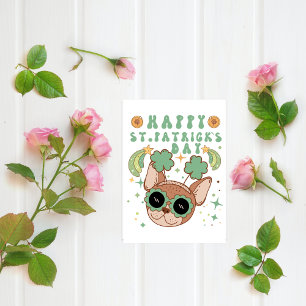 Happy St. Patrick`s day Cute dog with sunglasses Holiday Card