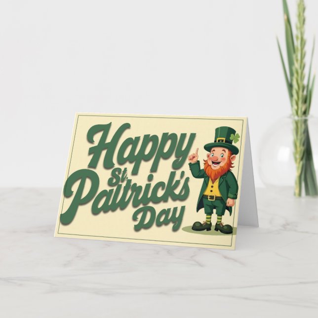 Happy St. Patrick’s Day Cute Leprechaun Card (Front)