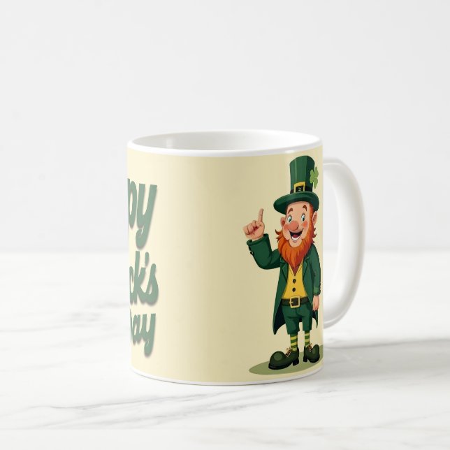 Happy St. Patrick’s Day Cute Leprechaun Coffee Mug (Front Right)