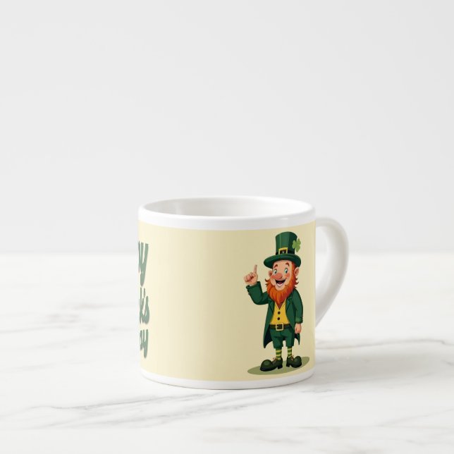 Happy St. Patrick’s Day Cute Leprechaun Espresso Cup (Front Right)