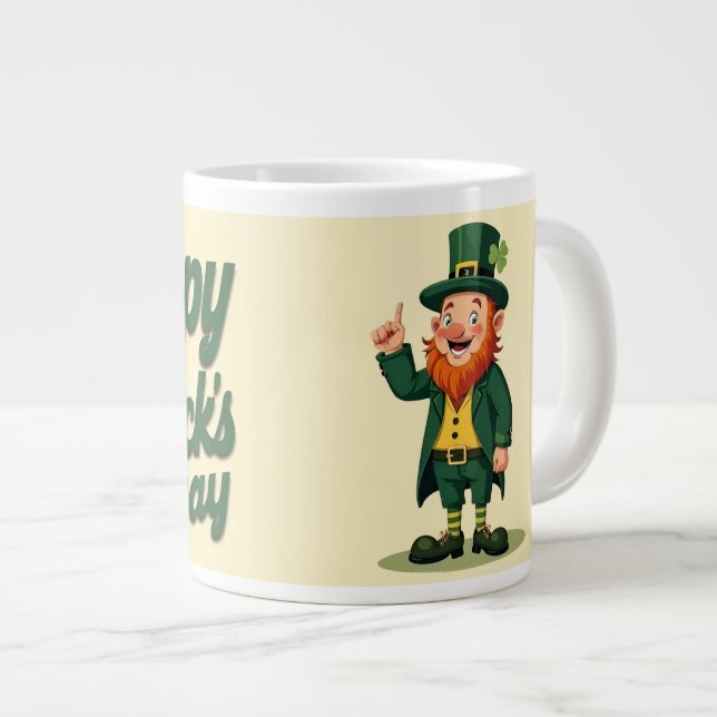 Happy St. Patrick’s Day Cute Leprechaun Large Coffee Mug (Front Right)