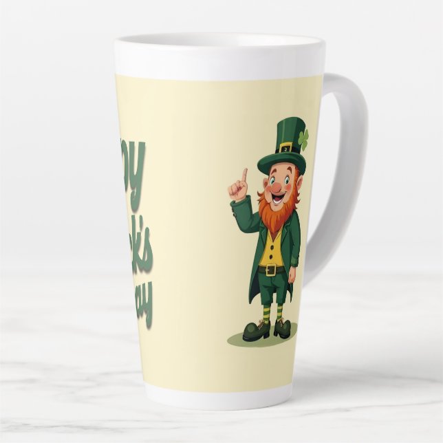 Happy St. Patrick’s Day Cute Leprechaun Latte Mug (Right Angle)