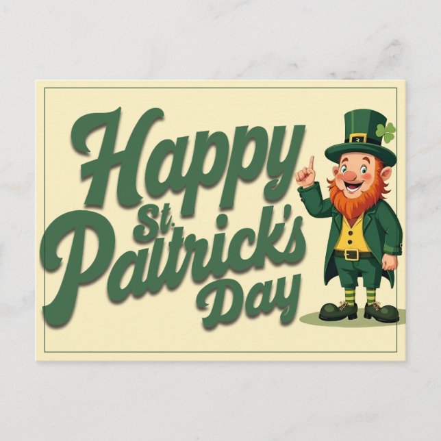 Happy St. Patrick’s Day Cute Leprechaun Postcard (Front)
