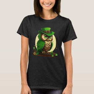 Happy St Patrick s Day Cute Owl Birds Charm Colour T-Shirt