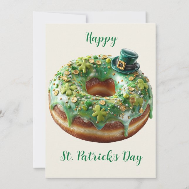 Happy St. Patrick’s Day Doughnut with Leprechaun H Invitation (Front)