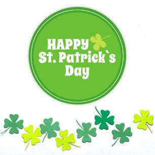 Happy St Patrick`s day Green Lucky Shamrock  Classic Round Sticker