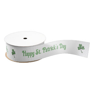 Happy St. Patrick’s Day Green Shamrock Grosgrain Ribbon