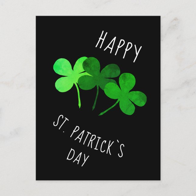 Happy St. Patrick`s day Green Shamrocks Postcard (Front)