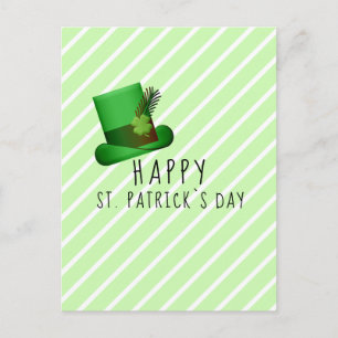 Happy St. Patrick`s day Hat Irland Green Stripe Postcard
