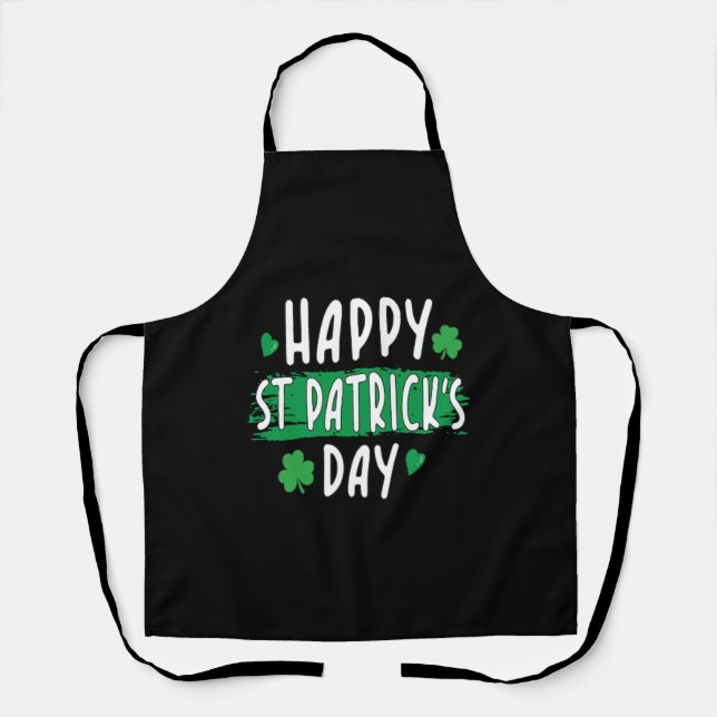 Happy St Patrick s Day Heart Patricks Day Paddy Apron (Front)