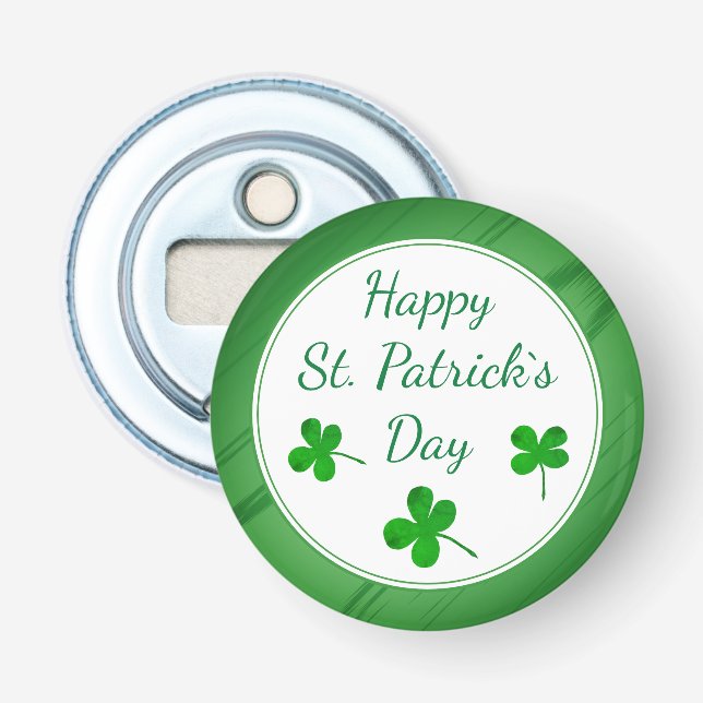 Happy St. Patrick`s Day Irish Green Shamrock Bottle Opener (Front)