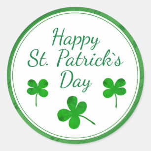 Happy St. Patrick`s Day Irish Green Shamrock  Classic Round Sticker