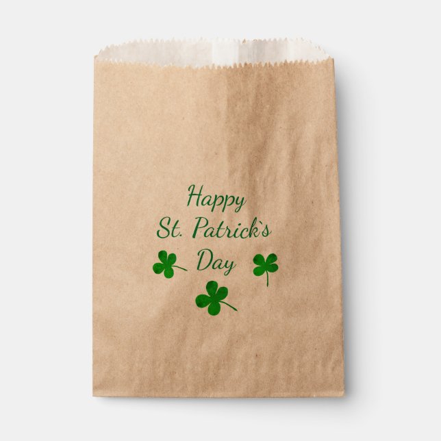 Happy St. Patrick`s Day Irish Green Shamrock Favour Bag (Front)