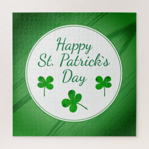 Happy St. Patrick`s Day Irish Green Shamrock Jigsaw Puzzle