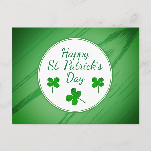 Happy St. Patrick`s Day Irish Green Shamrock Postcard (Front)
