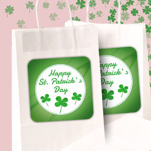 Happy St. Patrick`s Day Irish Green Shamrock  Square Sticker