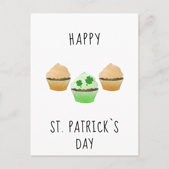 Happy St. Patrick`s day Muffins and Shamrock Postcard (Front)