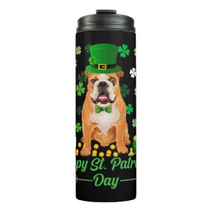 Happy St Patrick s Day Proud Irish Bulldog Lover Thermal Tumbler